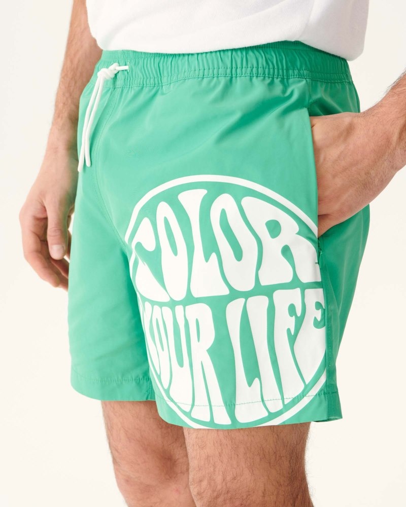 JOTT Biarritz メンズ Swim Shorts 緑 白 | WST-9150