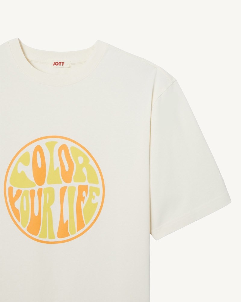 JOTT Leo Organic Cotton メンズ Tシャツ Off-white | RZJ-1096