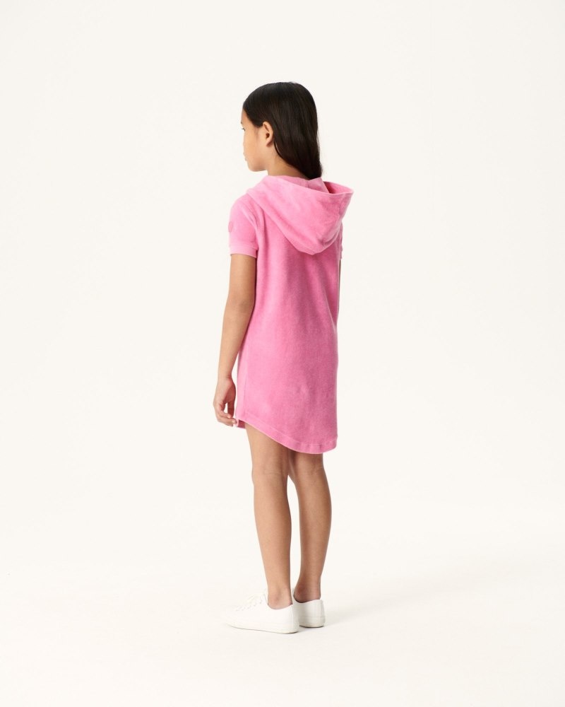 JOTT Mini Hot Pink フード付き Cotton Terry キッズ ドレス 白 | YPR-3819